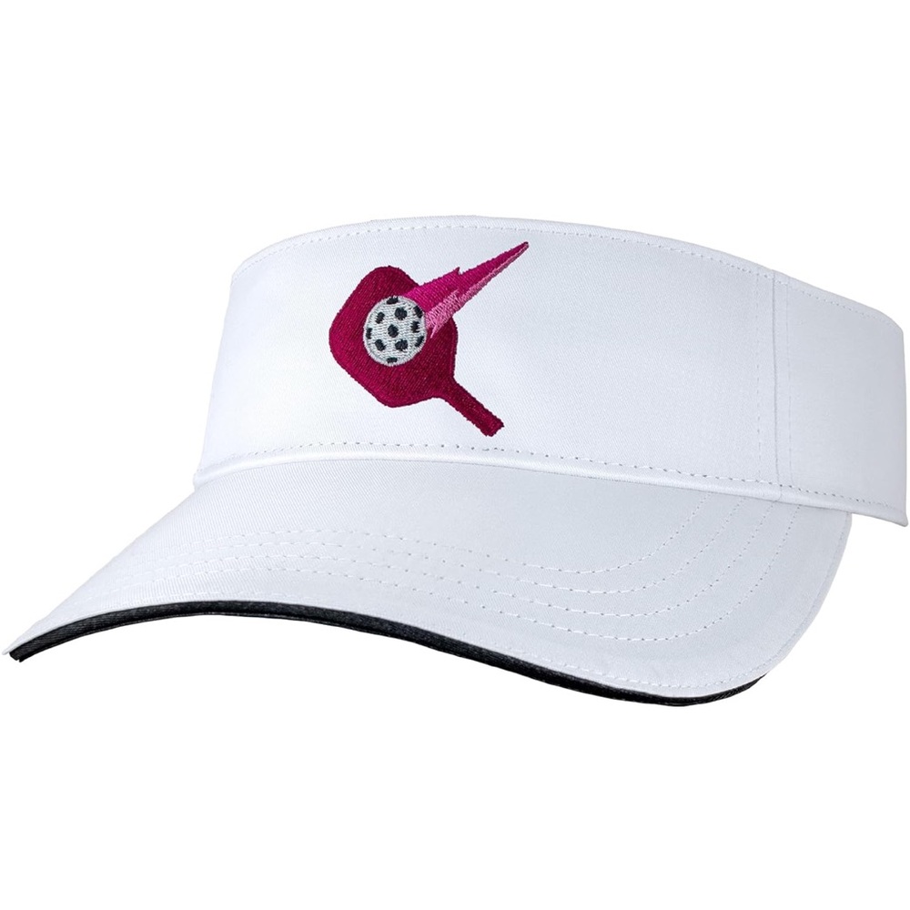 PBallpro.com White Visor with Dark Pink Embroidery NWT
